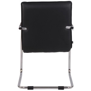 Silla de Confidente TORRES, Estructura Metálica Cromada, en Piel color Negro