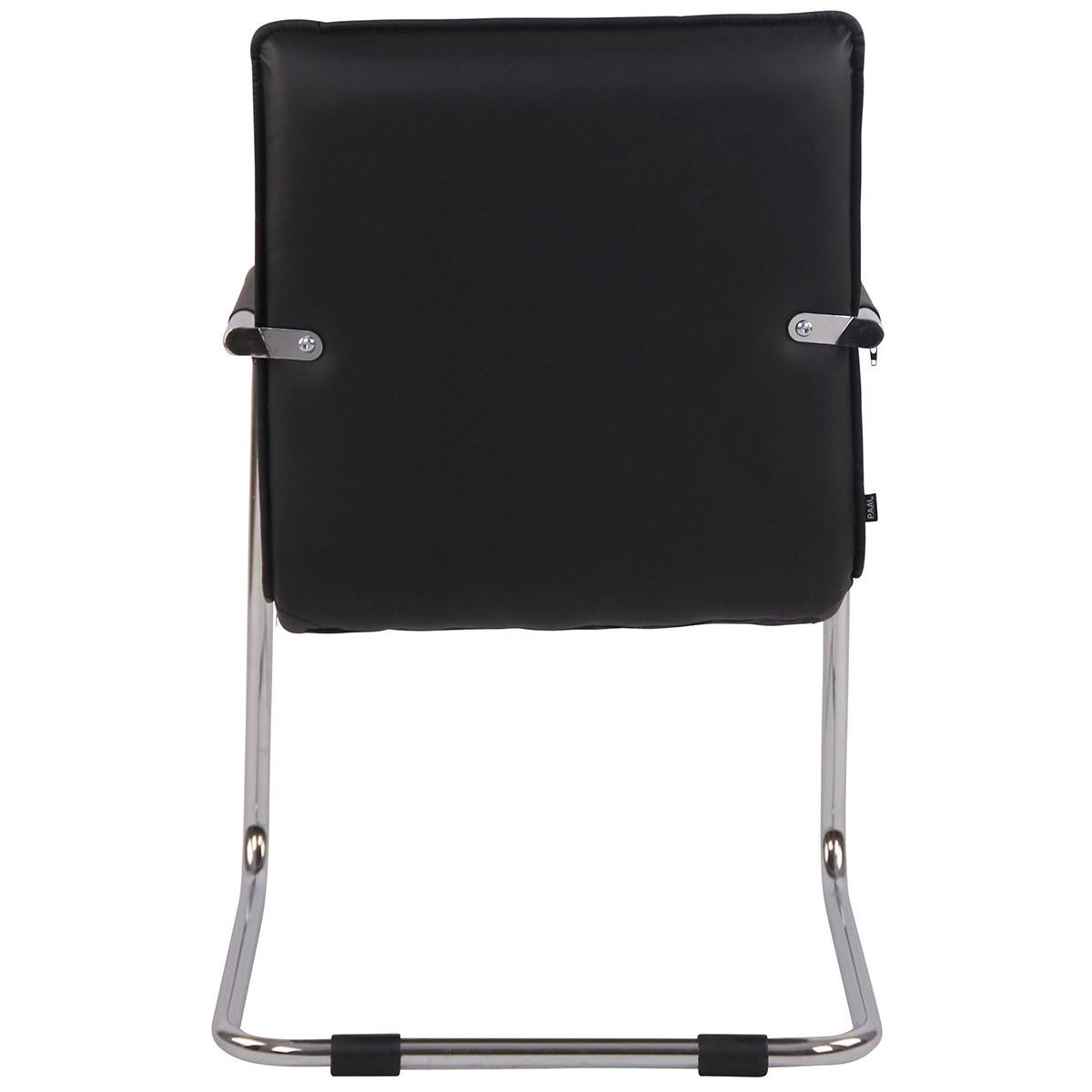 Silla de Confidente TORRES, Gran Acolchado, Estructura Metálica Cromada, en Piel color Negro