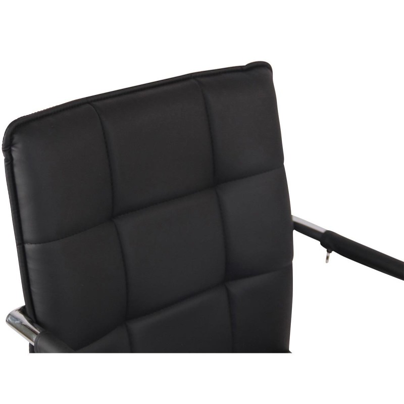 Silla de Confidente TORRES, Estructura Metálica Cromada, en Piel color Negro