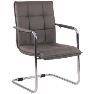 Silla de Confidente TORRES, Estructura Metálica Cromada, en Piel color Negro