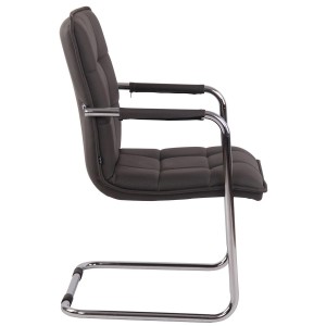 Silla de Confidente TORRES, Estructura Metálica Cromada, en Piel color Negro