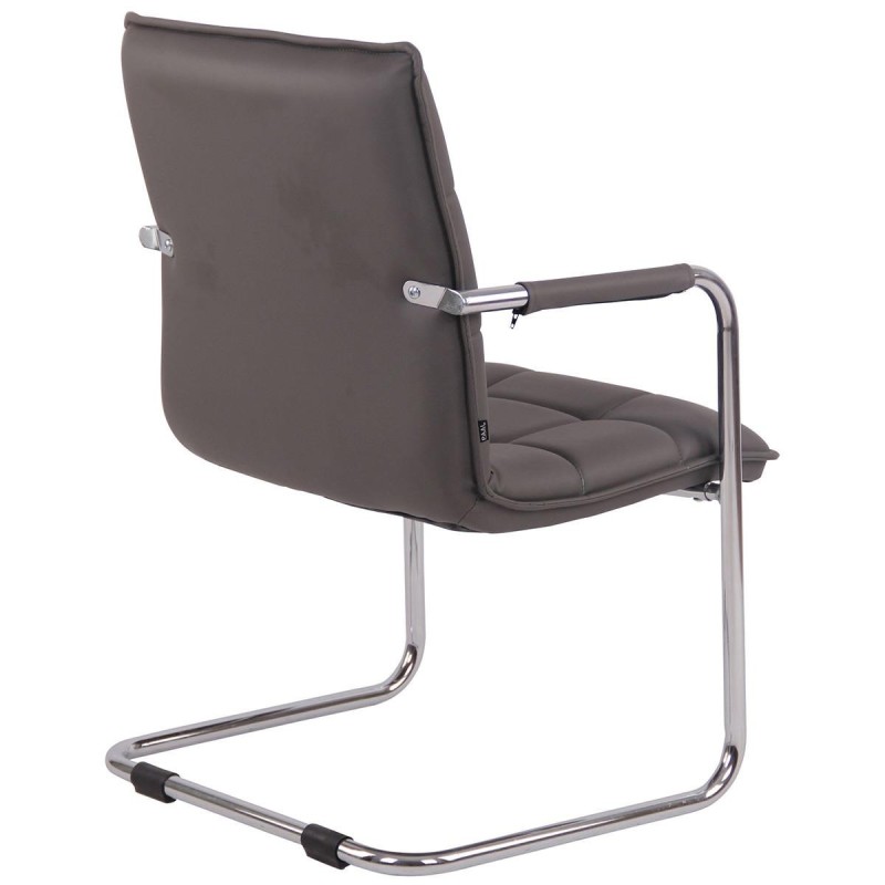 Silla de Confidente TORRES, Estructura Metálica Cromada, en Piel color Negro