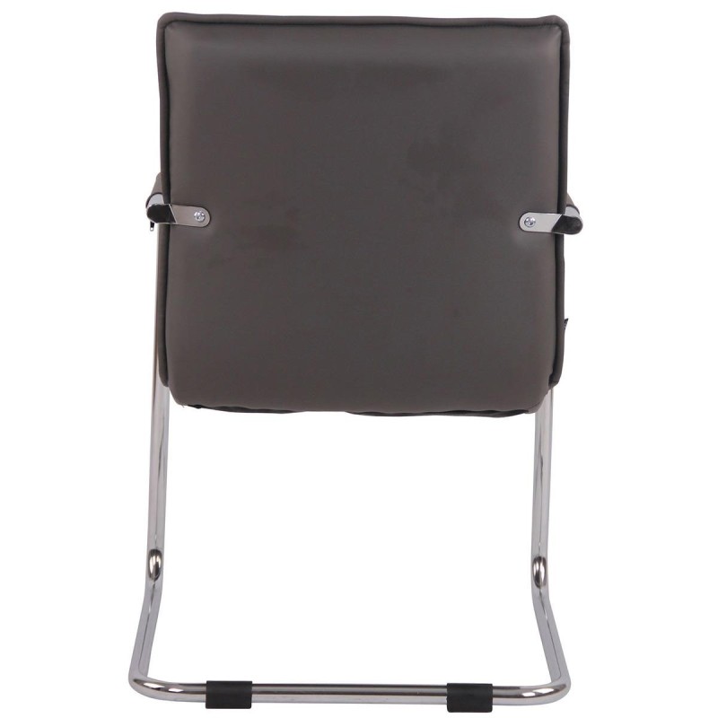 Silla de Confidente TORRES, Estructura Metálica Cromada, en Piel color Negro