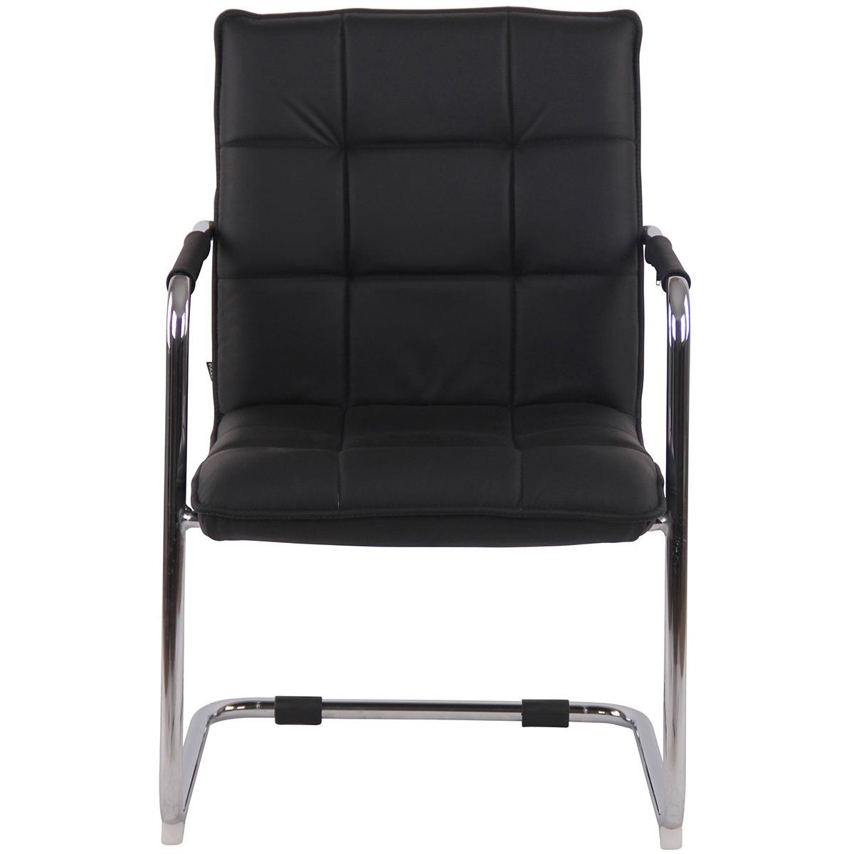 Silla de Confidente TORRES, Gran Acolchado, Estructura Metálica Cromada, en Piel Natural color Negro