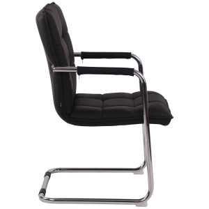 Silla de Confidente TORRES, Estructura Metálica Cromada, en Piel Natural color Negro