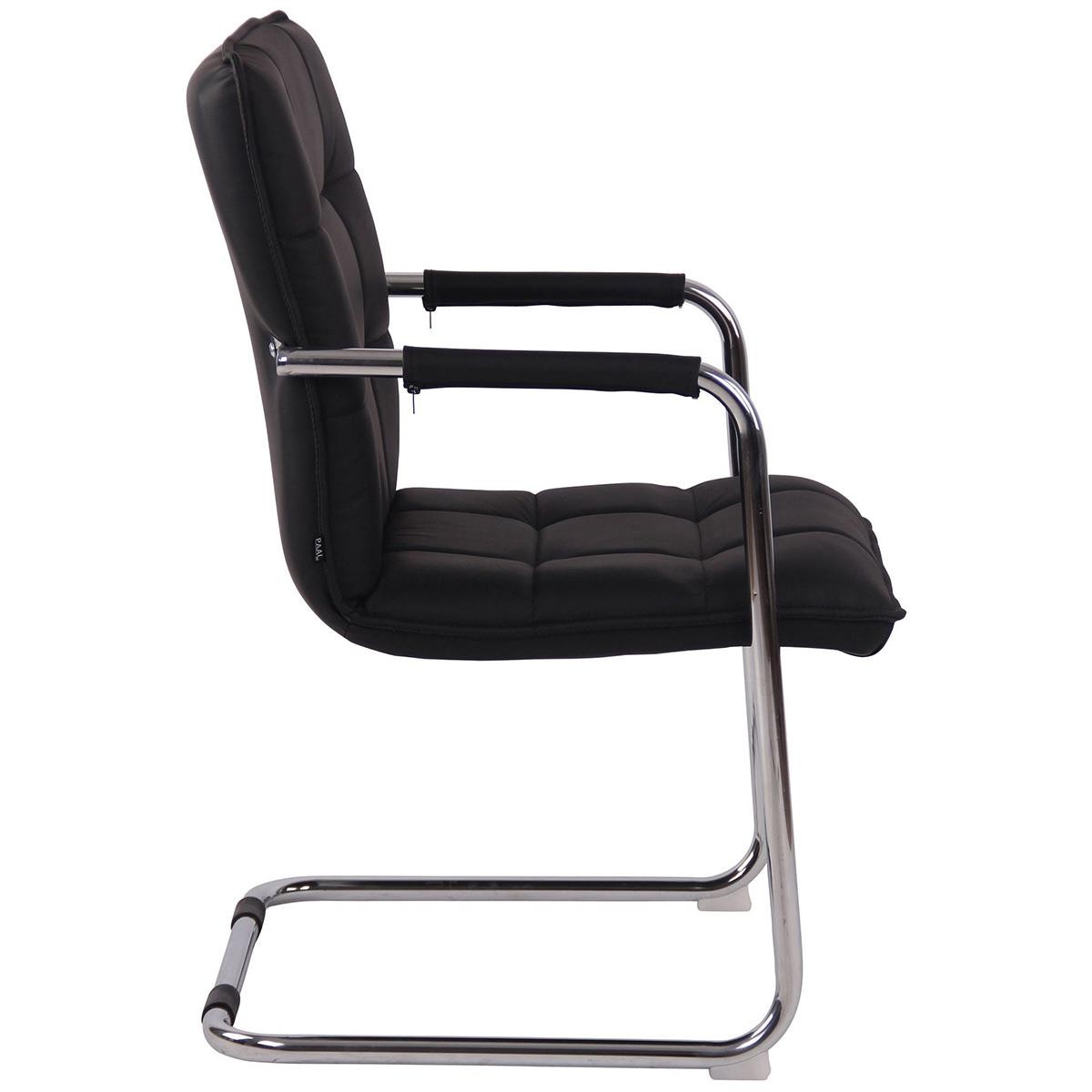 Silla de Confidente TORRES, Gran Acolchado, Estructura Metálica Cromada, en Piel Natural color Negro