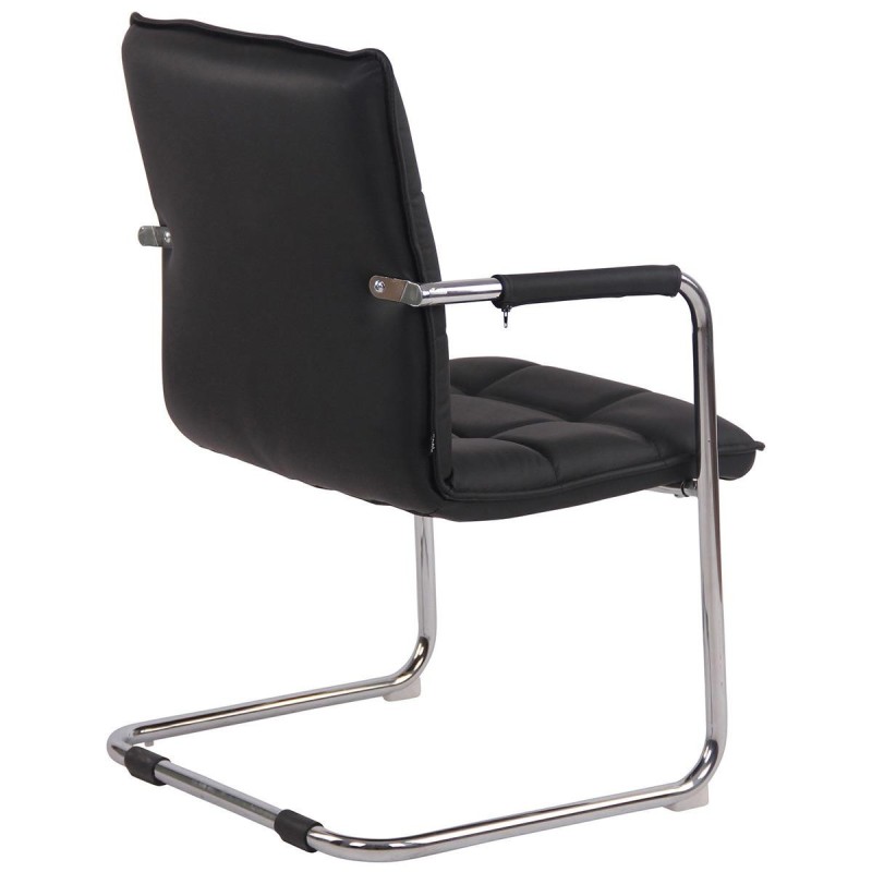Silla de Confidente TORRES, Estructura Metálica Cromada, en Piel Natural color Negro