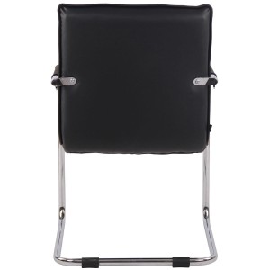 Silla de Confidente TORRES, Estructura Metálica Cromada, en Piel Natural color Negro