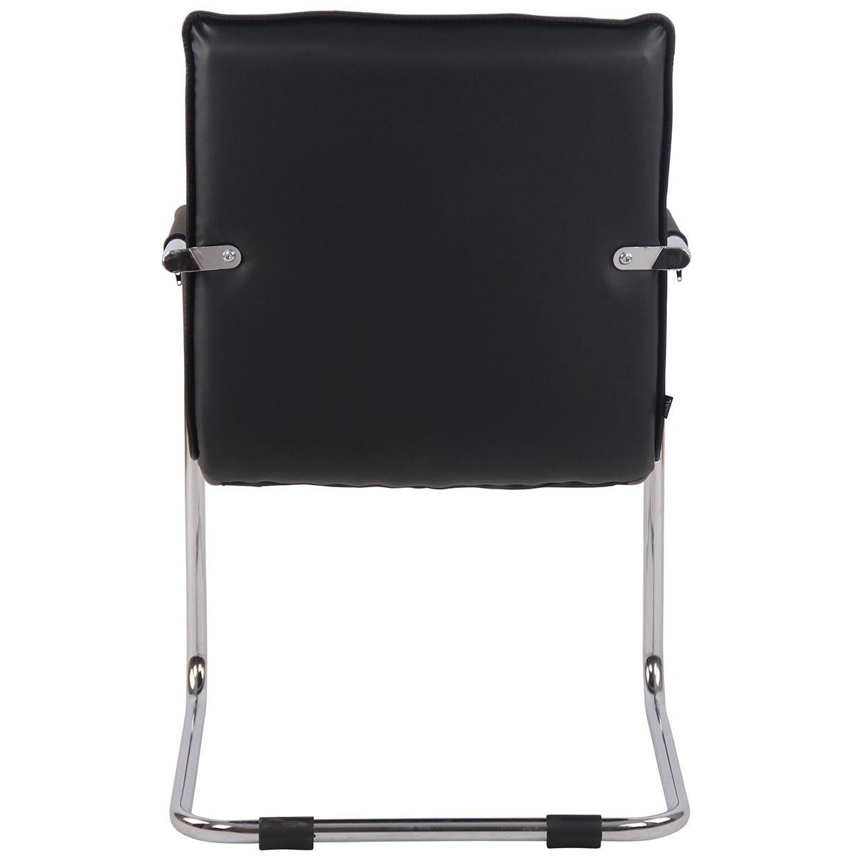 Silla de Confidente TORRES, Gran Acolchado, Estructura Metálica Cromada, en Piel Natural color Negro
