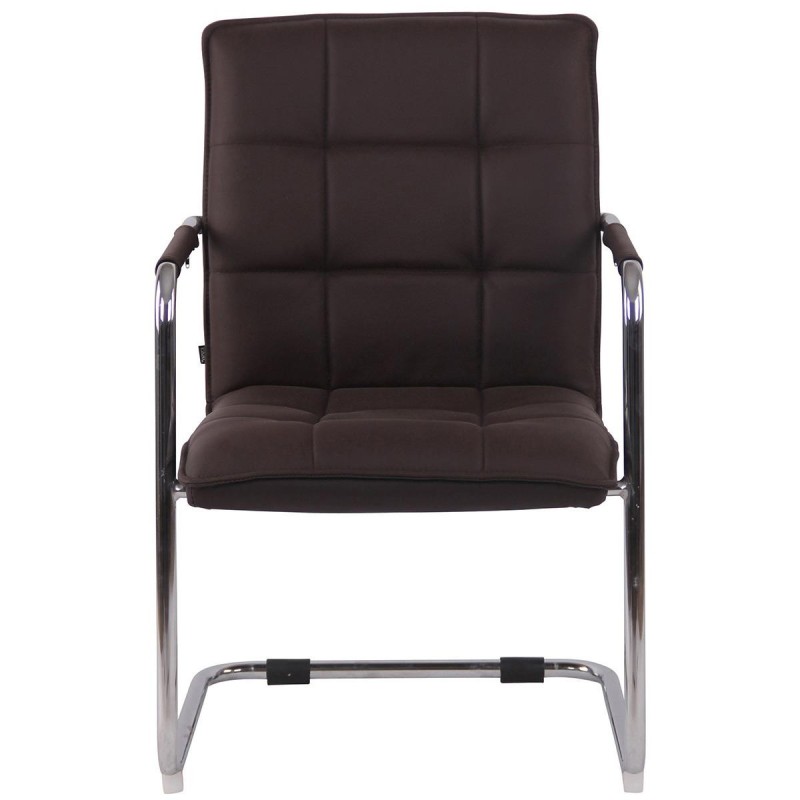 Silla de Confidente TORRES, Estructura Metálica Cromada, en Piel Natural color Negro