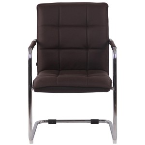 Silla de Confidente TORRES, Estructura Metálica Cromada, en Piel Natural color Negro