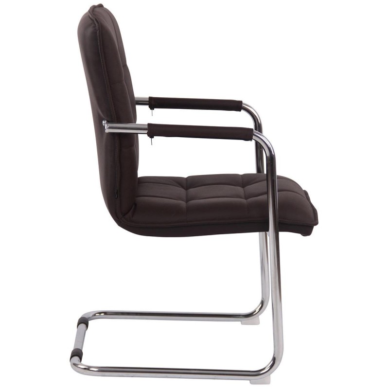 Silla de Confidente TORRES, Estructura Metálica Cromada, en Piel Natural color Negro