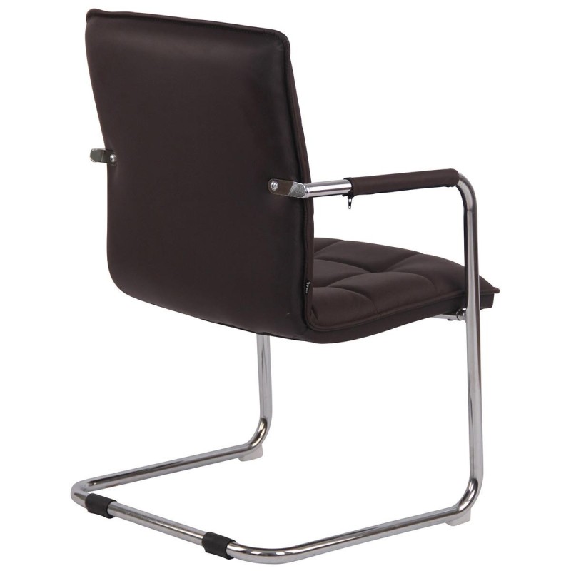 Silla de Confidente TORRES, Estructura Metálica Cromada, en Piel Natural color Negro