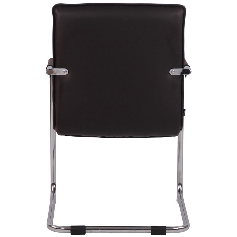 Silla de Confidente TORRES, Estructura Metálica Cromada, en Piel Natural color Negro