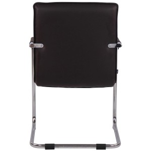 Silla de Confidente TORRES, Estructura Metálica Cromada, en Piel Natural color Negro