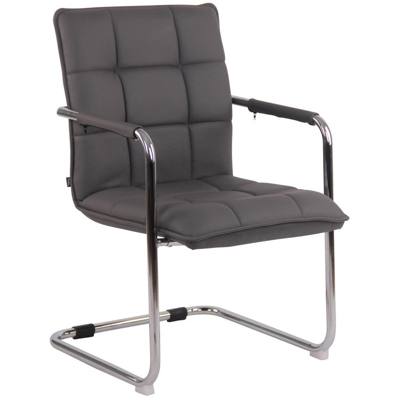 Silla de Confidente TORRES, Estructura Metálica Cromada, en Piel Natural color Negro