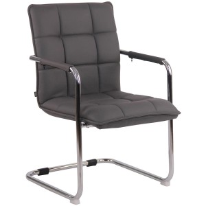 Silla de Confidente TORRES, Estructura Metálica Cromada, en Piel Natural color Negro