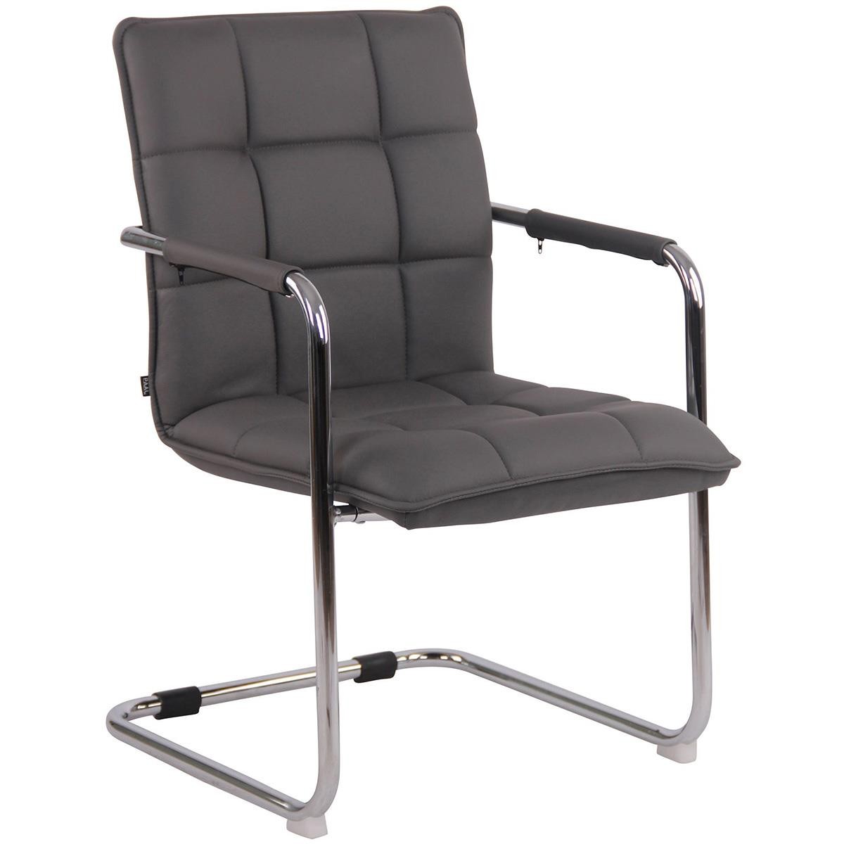 Silla de Confidente TORRES, Gran Acolchado, Estructura Metálica Cromada, en Piel Natural color Negro