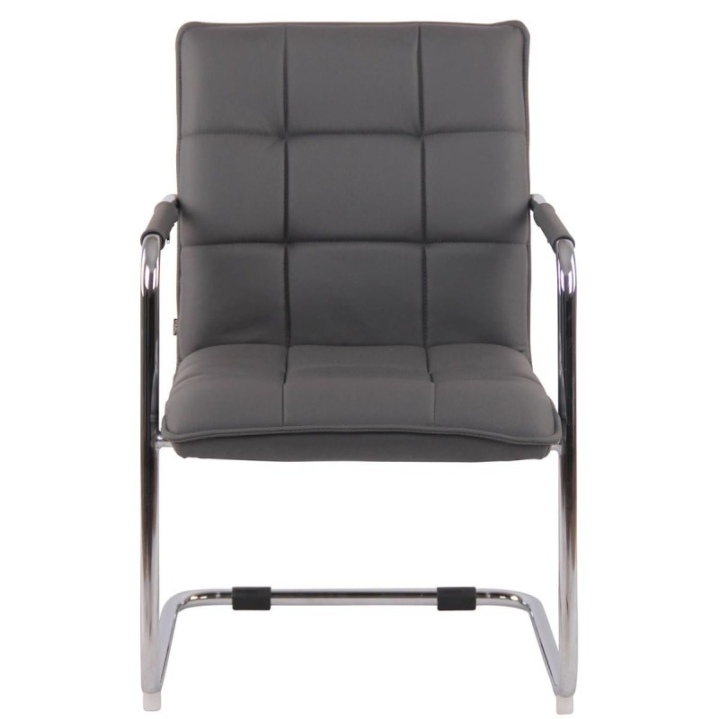 Silla de Confidente TORRES, Estructura Metálica Cromada, en Piel Natural color Negro