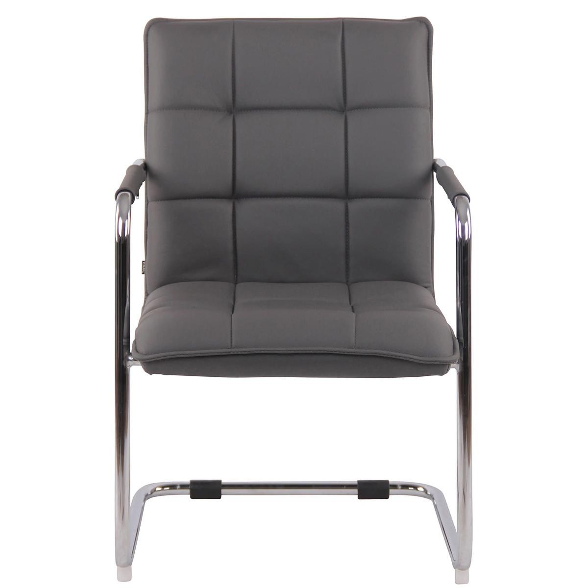 Silla de Confidente TORRES, Gran Acolchado, Estructura Metálica Cromada, en Piel Natural color Negro