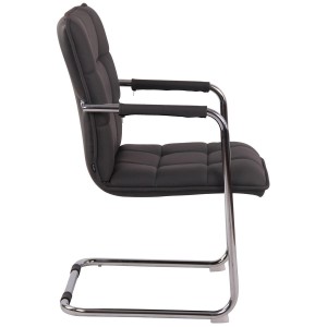 Silla de Confidente TORRES, Estructura Metálica Cromada, en Piel Natural color Negro