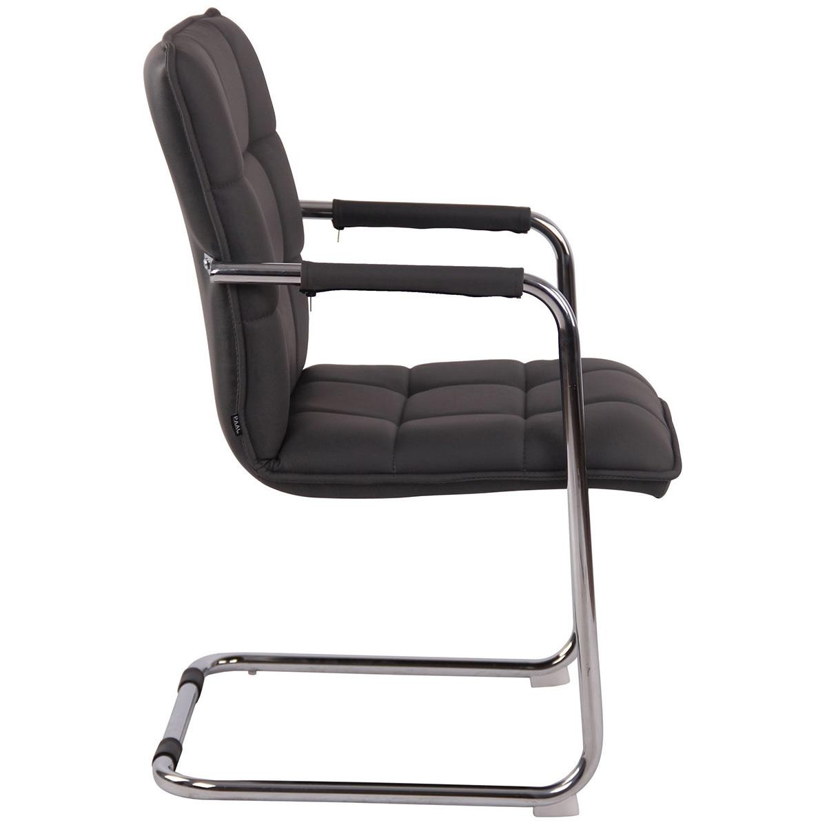 Silla de Confidente TORRES, Gran Acolchado, Estructura Metálica Cromada, en Piel Natural color Negro
