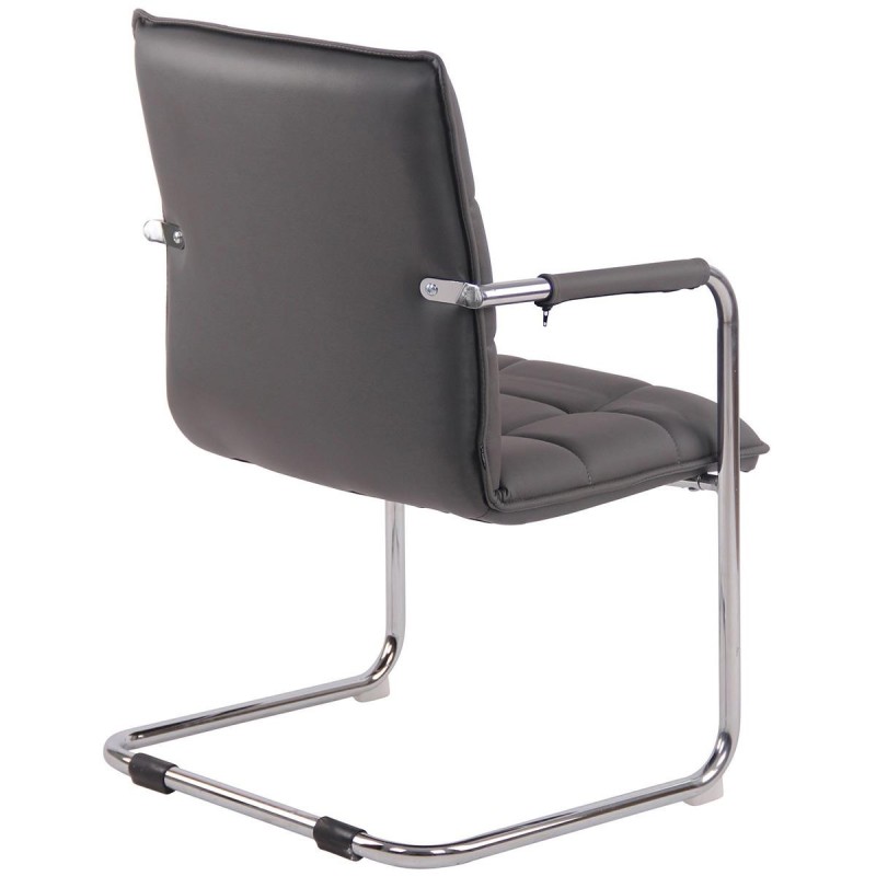 Silla de Confidente TORRES, Estructura Metálica Cromada, en Piel Natural color Negro