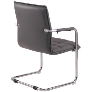 Silla de Confidente TORRES, Estructura Metálica Cromada, en Piel Natural color Negro