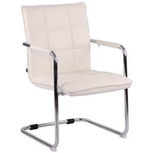 Silla de Confidente TORRES, Estructura Metálica Cromada, en Piel Natural color Negro