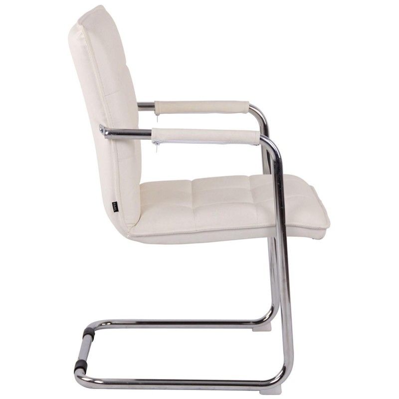 Silla de Confidente TORRES, Estructura Metálica Cromada, en Piel Natural color Negro