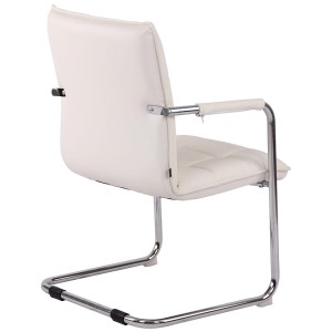 Silla de Confidente TORRES, Estructura Metálica Cromada, en Piel Natural color Negro