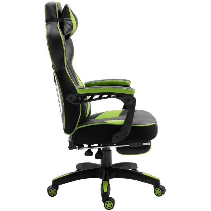 Silla Gaming TRONE con Reposapiés, en Piel color Negro/Blanco