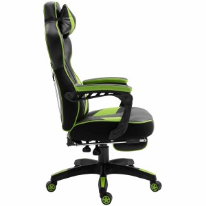 Silla Gaming TRONE con Reposapiés, en Piel color Negro/Blanco