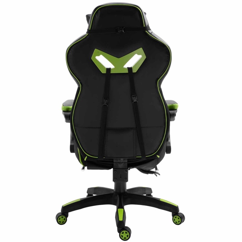 Silla Gaming TRONE con Reposapiés, en Piel color Negro/Blanco
