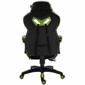 Silla Gaming TRONE con Reposapiés, en Piel color Negro/Blanco