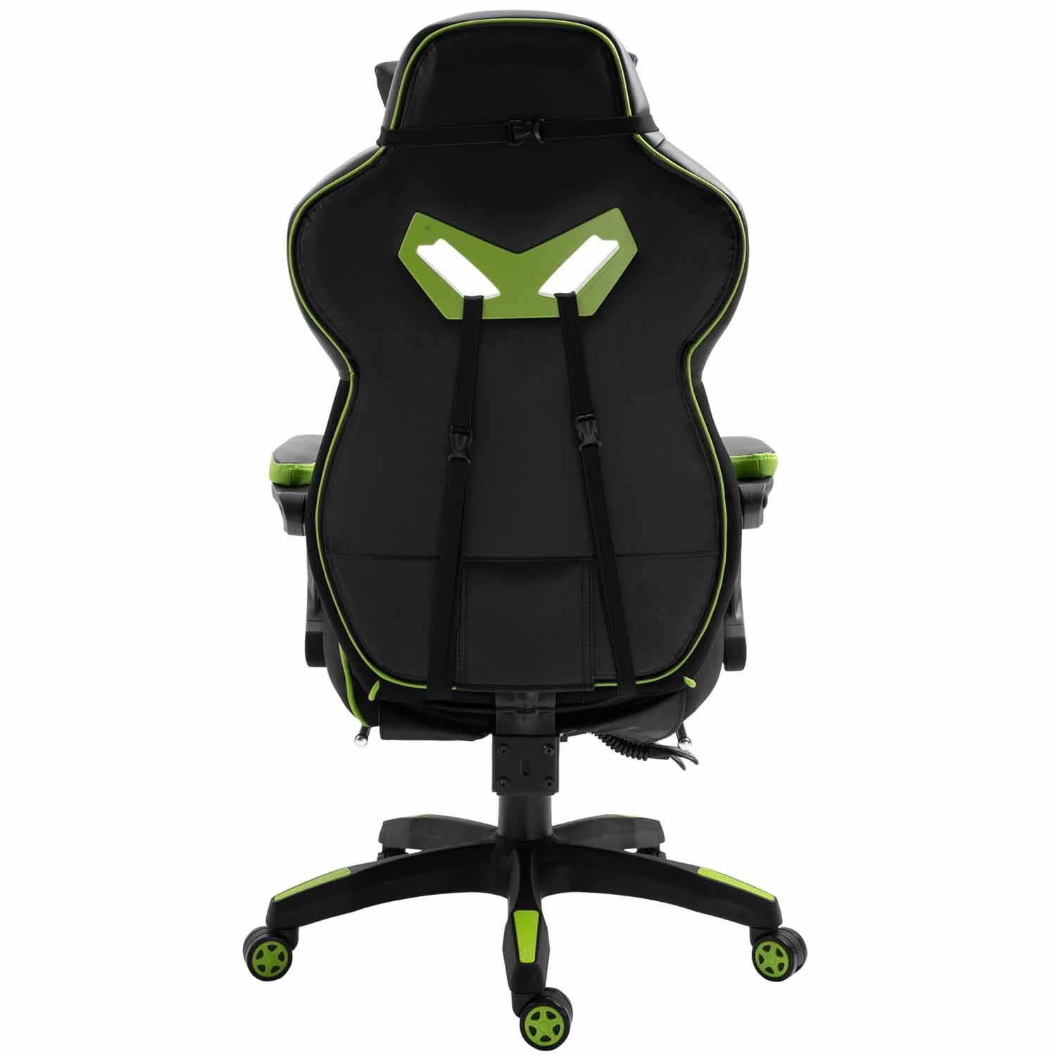 Silla Gaming TRONE con Reposapiés, Reclinable, Cojines Lumbar y Cervical, en Piel color Negro/Blanco