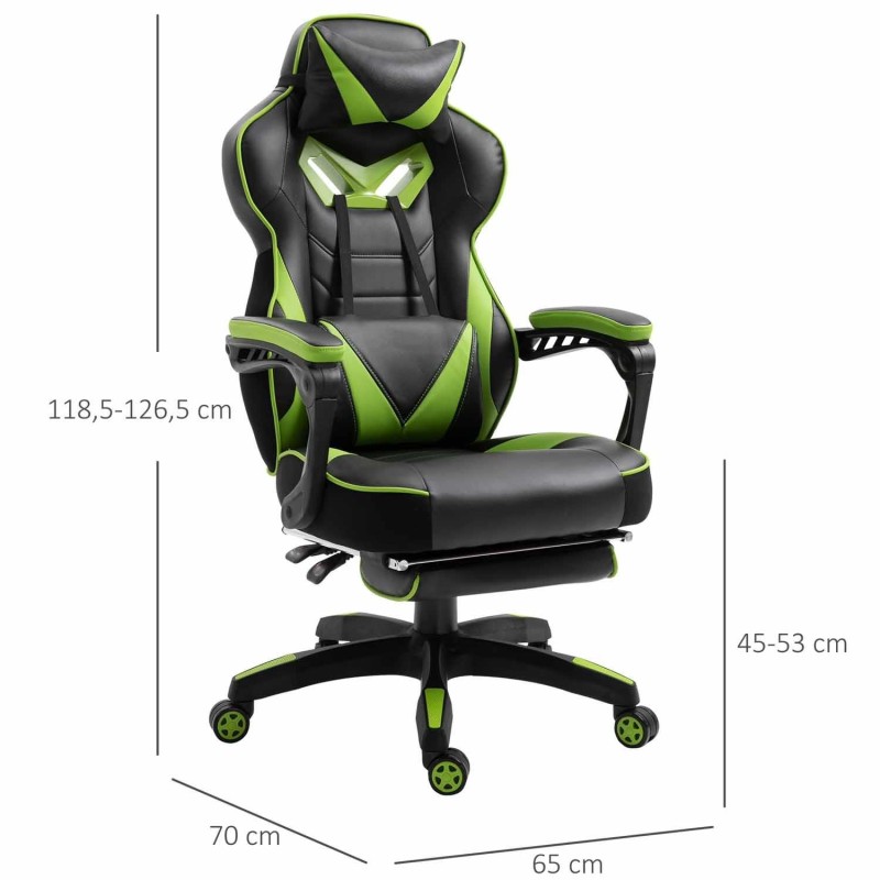 Silla Gaming TRONE con Reposapiés, en Piel color Negro/Blanco