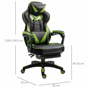 Silla Gaming TRONE con Reposapiés, en Piel color Negro/Blanco