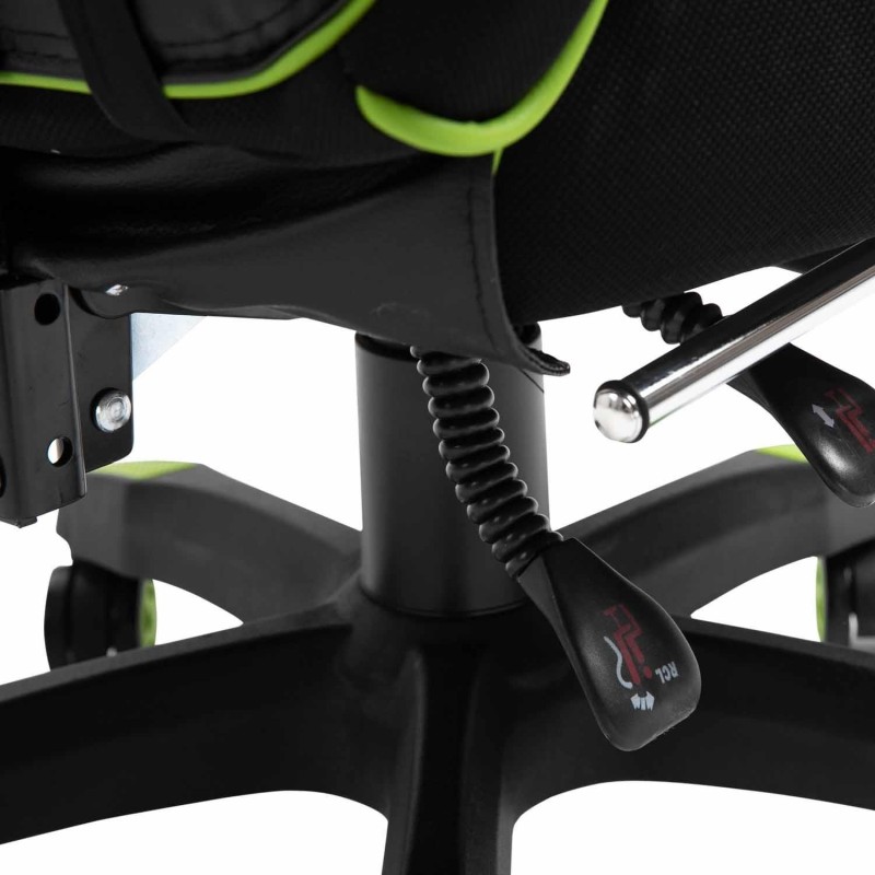 Silla Gaming TRONE con Reposapiés, en Piel color Negro/Blanco
