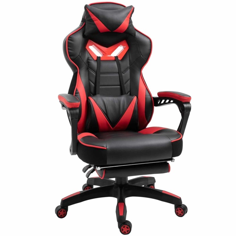 Silla Gaming TRONE con Reposapiés, en Piel color Negro/Blanco