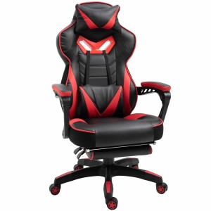 Silla Gaming TRONE con Reposapiés, en Piel color Negro/Blanco