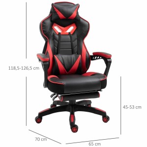 Silla Gaming TRONE con Reposapiés, en Piel color Negro/Blanco