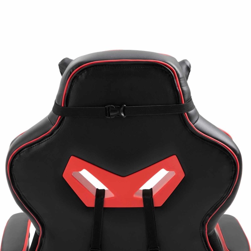 Silla Gaming TRONE con Reposapiés, en Piel color Negro/Blanco