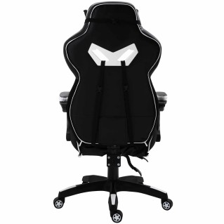 Silla Gaming TRONE con Reposapiés, en Piel color Negro/Blanco 2
