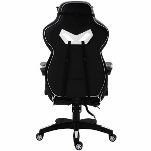 Silla Gaming TRONE con Reposapiés, en Piel color Negro/Blanco