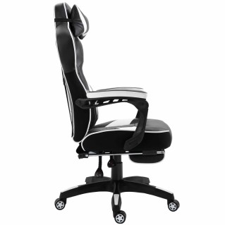 Silla Gaming TRONE con Reposapiés, en Piel color Negro/Blanco 2