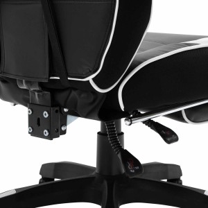 Silla Gaming TRONE con Reposapiés, en Piel color Negro/Blanco