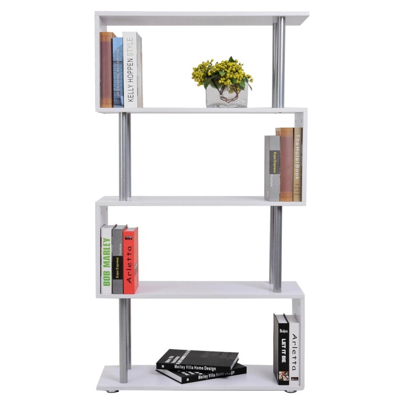 Estantería-librería AMELIA 64x30x130 cm, Diseño Moderno tipo Industrial, en Acero y Madera color Roble