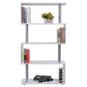 Estantería-librería AMELIA 64x30x130 cm, Diseño Moderno tipo Industrial, en Acero y Madera color Roble