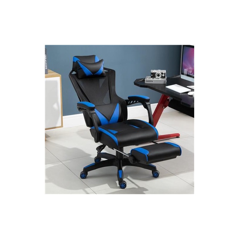 Silla Gaming BLUR en Piel y Malla color Negro/Azul